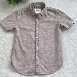 Denim & Flower Tan Brown Button Down Shirt EUC Boys 7